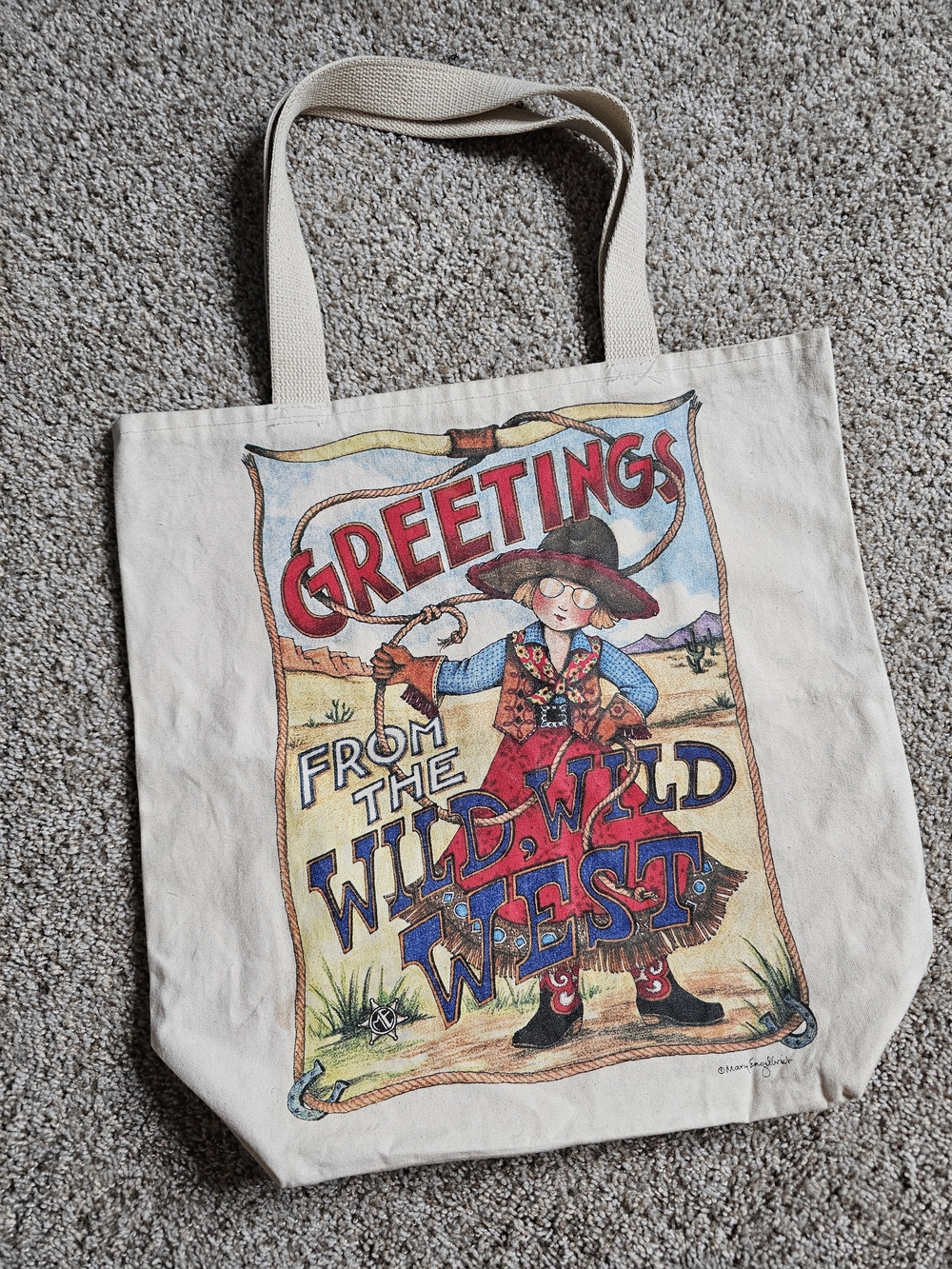 Vintage Mary Engelbreit Wild West Canvad Tote Bag